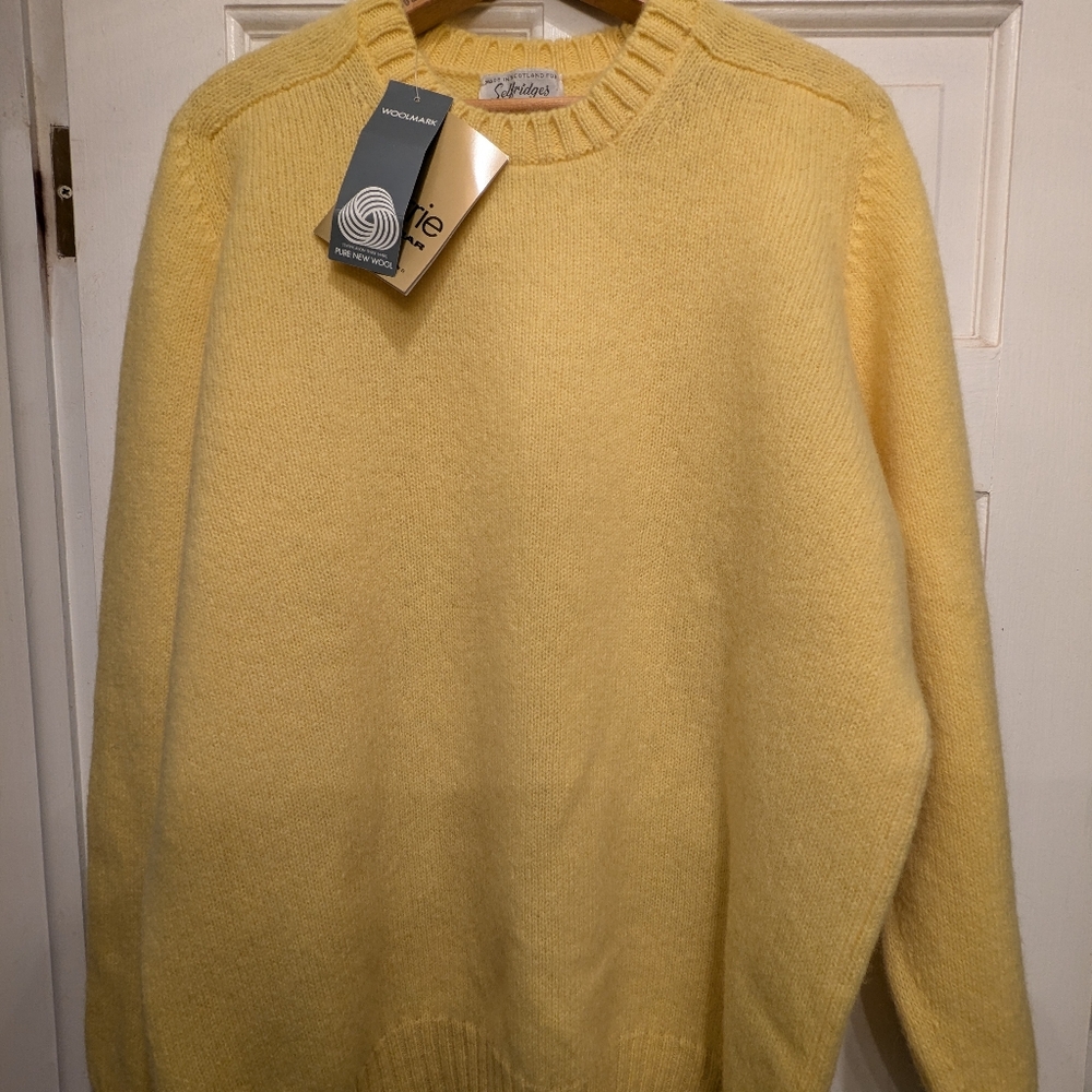 Vintage Selfridges Barrie Shetland Wool Yellow Sweater